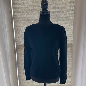 Jones New York Black Rib-Knit V-Neck Sweater